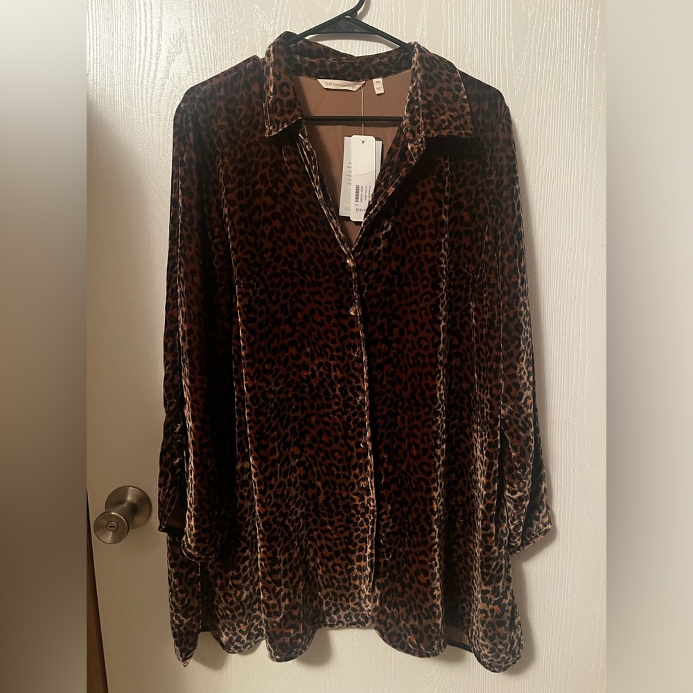 NWT SOFT SURROUNDINGS Silk Velvet Poets Leopard Tunic XLP - Picture 2 of 11